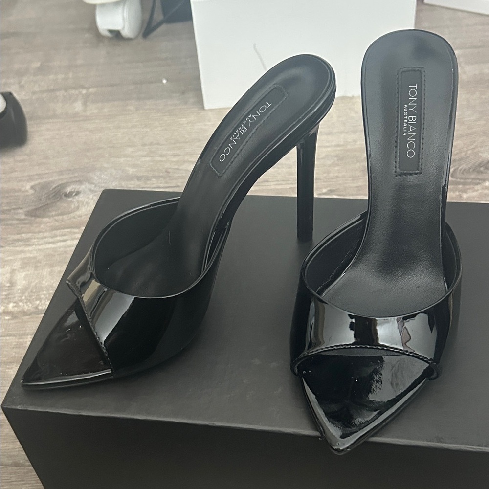 Tony Bianco Glossy Black Stiletto Heels